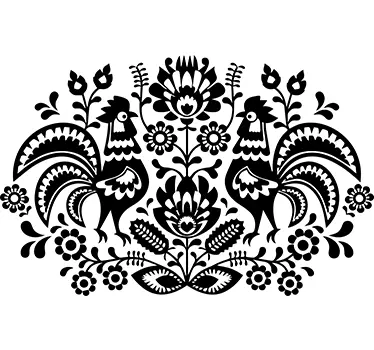 Utsmyckade klistermärken för blommor och höna - Tenstickers