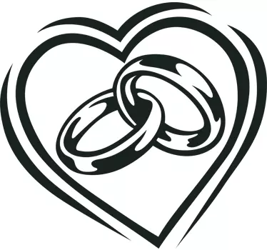 Vigselringar och hjärta klistermärke - Tenstickers