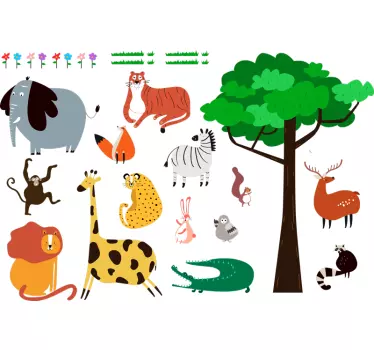 Vilda djur sovrum klistermärke - Tenstickers