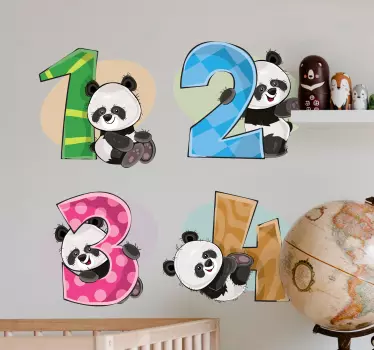 4 pandas pedagogiska klistermärke - Tenstickers