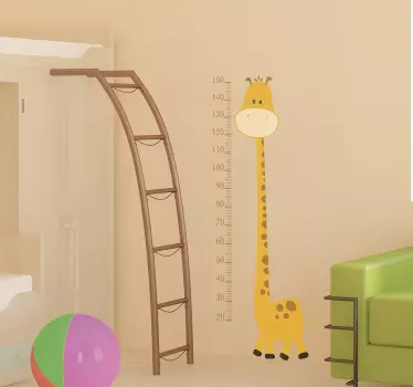Gul giraffhöjd diagram barnklistermärke - Tenstickers