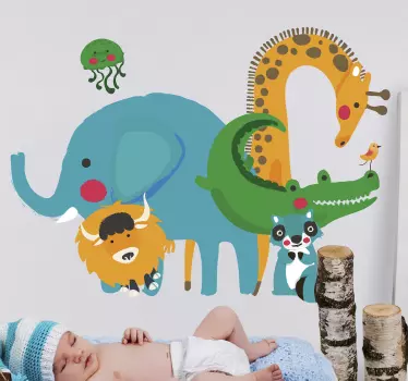 Djungel djur dörr klistermärke - Tenstickers