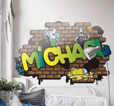 Graffiti namn tegel bakgrund urban dekal - Tenstickers