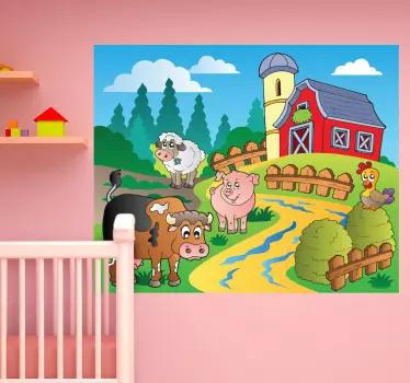 Barn djur gård väggmålning - Tenstickers
