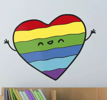 Gay pride flagga hjärta med händer älskar vägg klistermärke - Tenstickers
