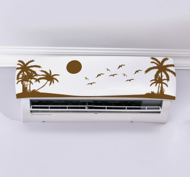 Solnedgångsstrand med fåglar Väggklistermärken träd - Tenstickers