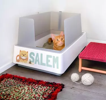 Kattlitterbox namn Väggklistermärken hundar och katter - Tenstickers