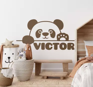 Peered baby panda med namn baby wall sticker - Tenstickers