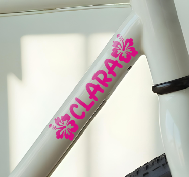 Rosa hawaï blommor Klistermärke cykel - Tenstickers