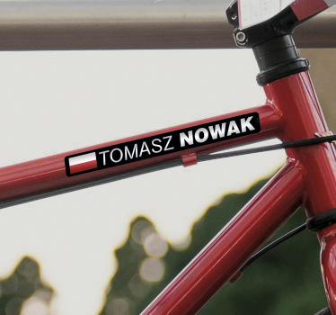 Landsvägscykel med flagga och namn klistermärken till cykel - Tenstickers