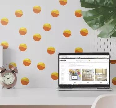 70-talet geometrisk väggdekal för solmönster - Tenstickers
