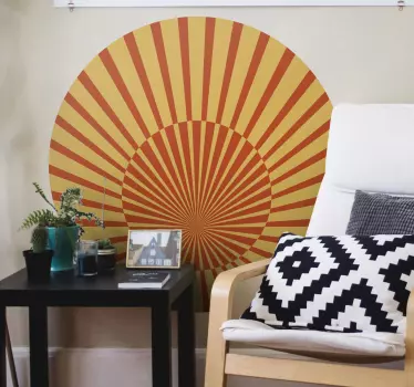 70-tals geometrisk väggdekal med solsken - Tenstickers