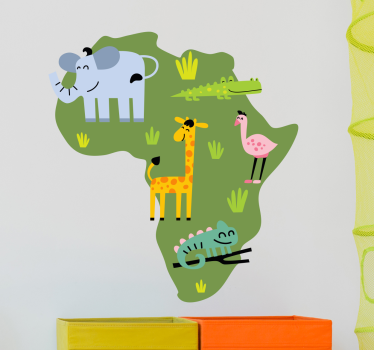 Afrikansk djur karta vägg klistermärke - Tenstickers