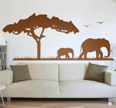 Afrikansk elefant safari vägg klistermärke - Tenstickers