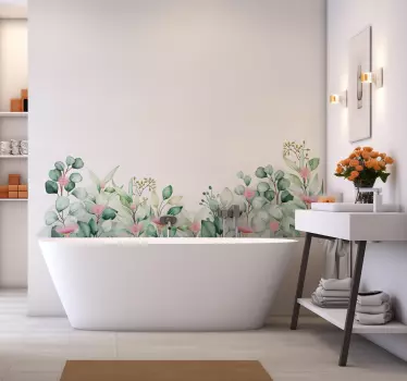 Akvarell blommor och växter Väggklistermärken badrum - Tenstickers