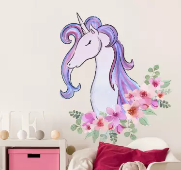 Akvarell unicorn djur väggdekal - Tenstickers