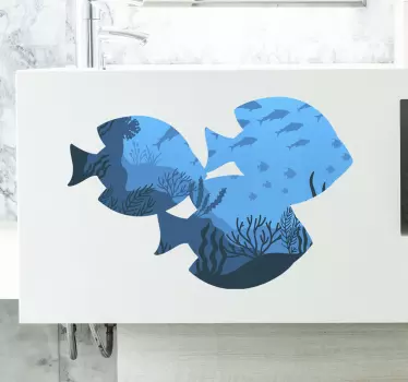 Akvarium fisk badrum väggdekor - Tenstickers