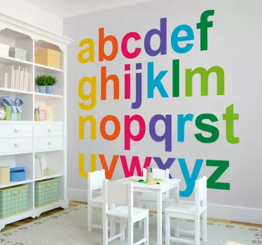 Alfabetet minimalistiska färger alfabetet vägg klistermärke - Tenstickers