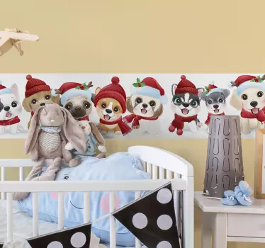 älskande hundar jul tid jul vägg klistermärke - Tenstickers