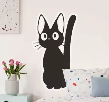 Anime svart katt hund klistermärke - Tenstickers