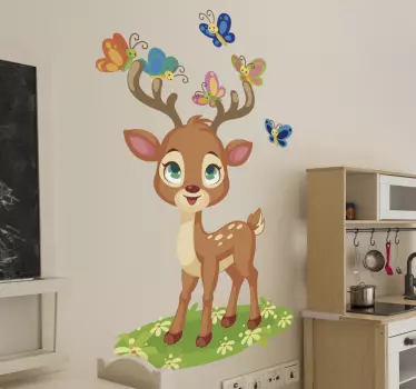 Animerad hjort illustration väggkonst - Tenstickers