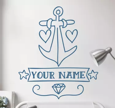Ankare med anpassningsbara namn nautiska väggdekor - Tenstickers