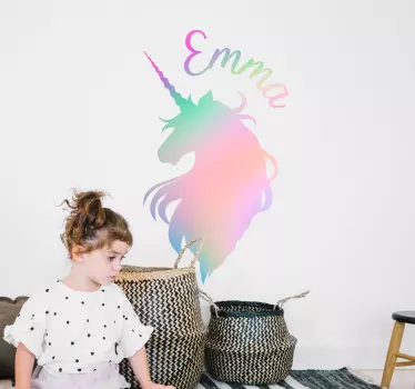 Anpassningsbar unicorn silhuett fantasy vägg klistermärke - Tenstickers