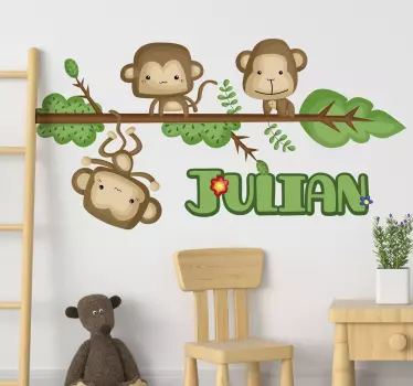 Apor med namnet djur vägg klistermärke - Tenstickers