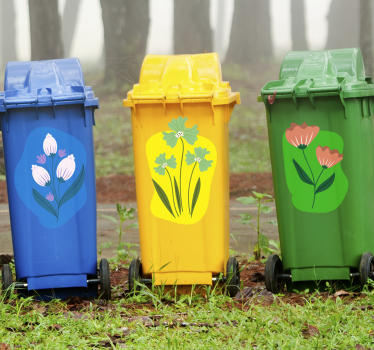 Avfallsbehållare med blommor - Tenstickers