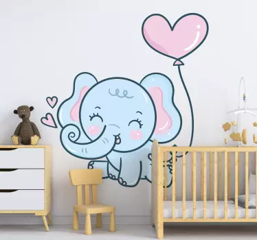 Baby elefant med hjärtan barnens sovrum vägg klistermärke - Tenstickers