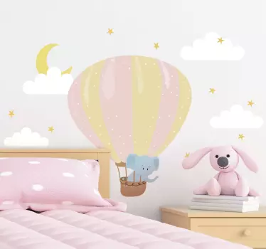 Ballong elefant illustration väggkonst - Tenstickers