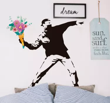 Banksy revolution blommor vinyl väggkonst dekal - Tenstickers