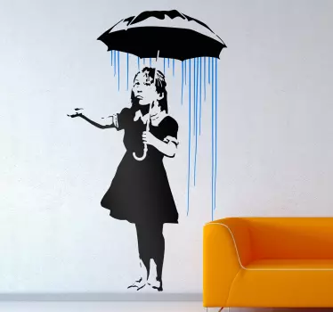 Banky flicka i regnet klistermärke - Tenstickers