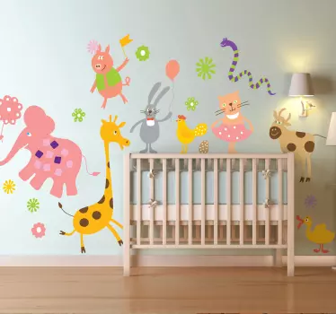 Barn djur firande dekaler samling - Tenstickers