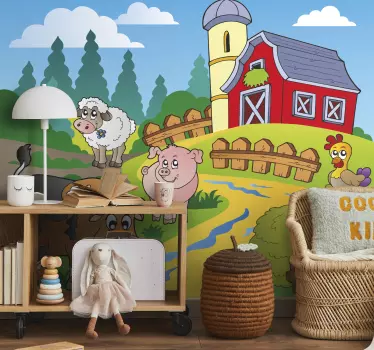 Barn djur gård väggmålning - Tenstickers