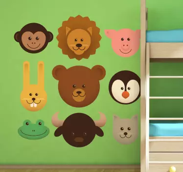 Barn djurhuvud dekaler - Tenstickers