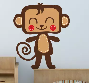 Barn leende apa vägg klistermärke - Tenstickers