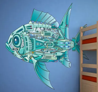 Barn mekanisk fisk vägg klistermärke - Tenstickers