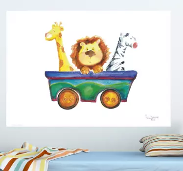 Barn mini zoo vagn väggmålning - Tenstickers
