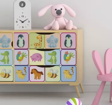 Barn möbler djur vägg klistermärke - Tenstickers