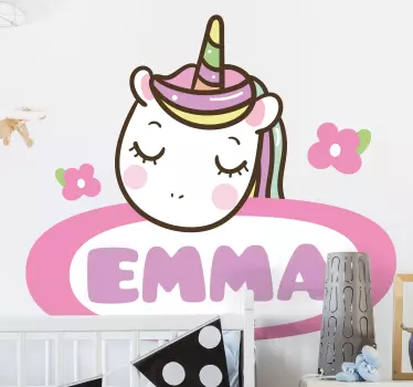 Barn namn etikett med unicorn barn sovrum vägg klistermärke - Tenstickers