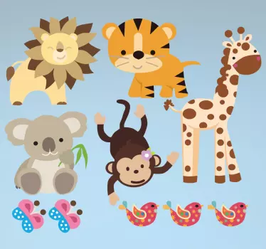 Barn vilda djur klistermärke pack - Tenstickers