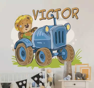 Barns traktor anpassningsbara klistermärke - Tenstickers