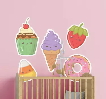 Bedårande anime mat vägg klistermärke - Tenstickers