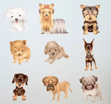 Bedårande valp dekalsamling - Tenstickers