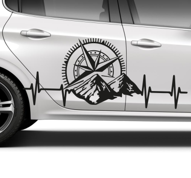 Berg och kompass för bilfönster bildekal - Tenstickers