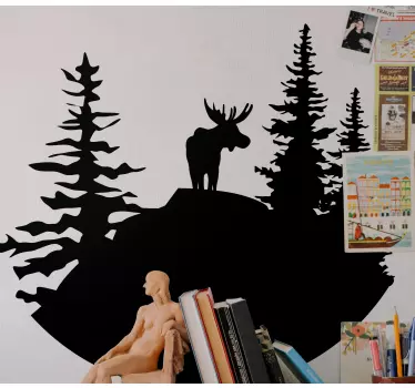 Berg silhuett med älg natur klistermärken - Tenstickers