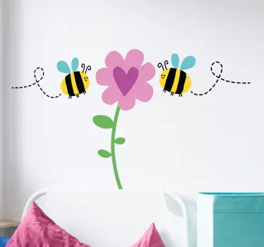 Bi och blomma väggmålning - Tenstickers
