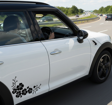 Bil klistermärke svart blommhörn - Tenstickers
