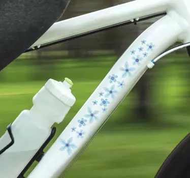 Blå blommor Klistermärken cykel - Tenstickers